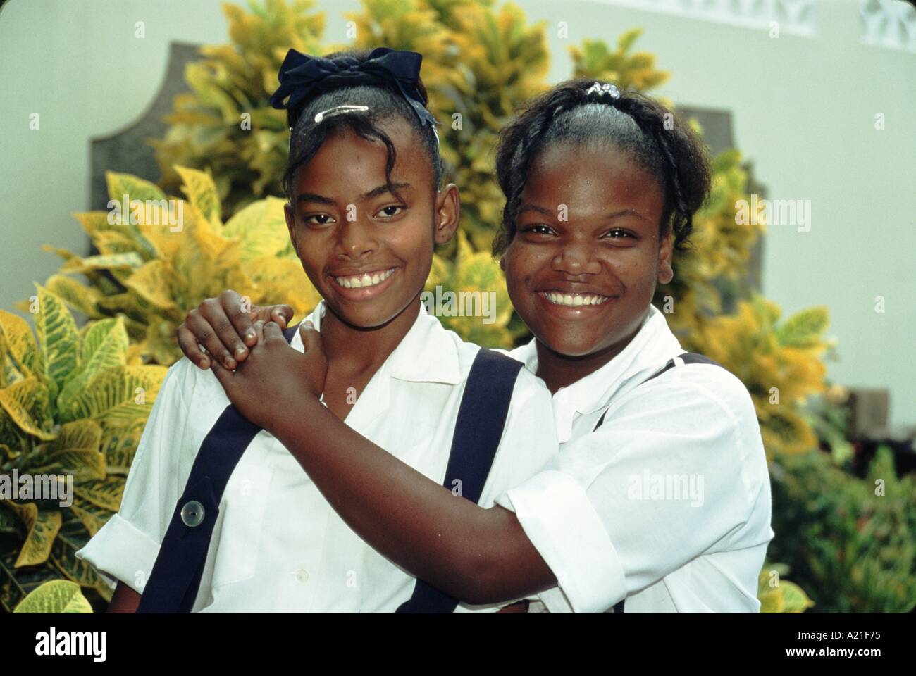 Students in uniform Port Antonio Jamaica Caribbean J Greenberg Stock