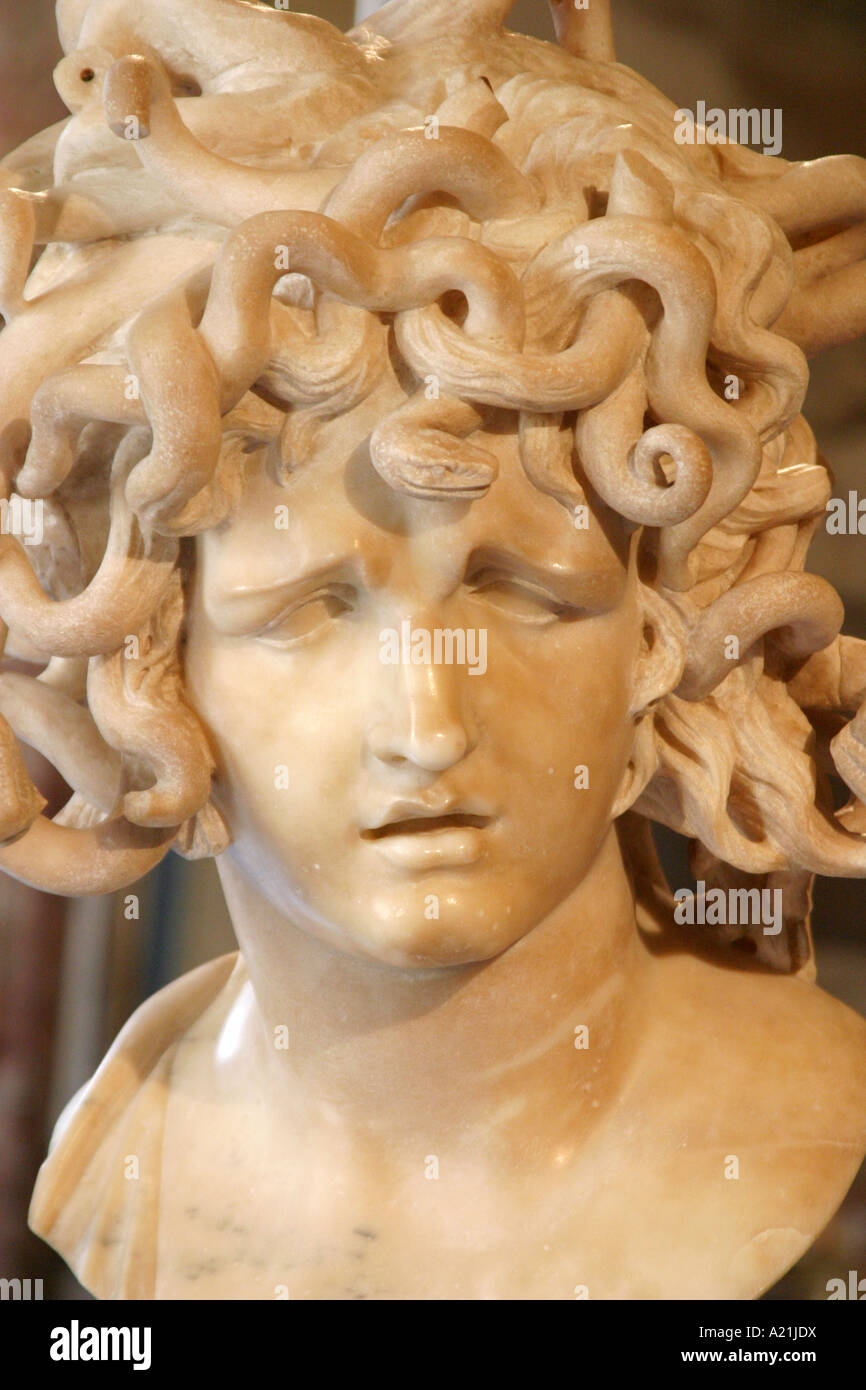 Famous sculptor,Bernini's incredible 'MEDUSA'........in the  Sala della Oche, Palazzo dei Conservatori,Campidoglia Museum.Rome. Stock Photo