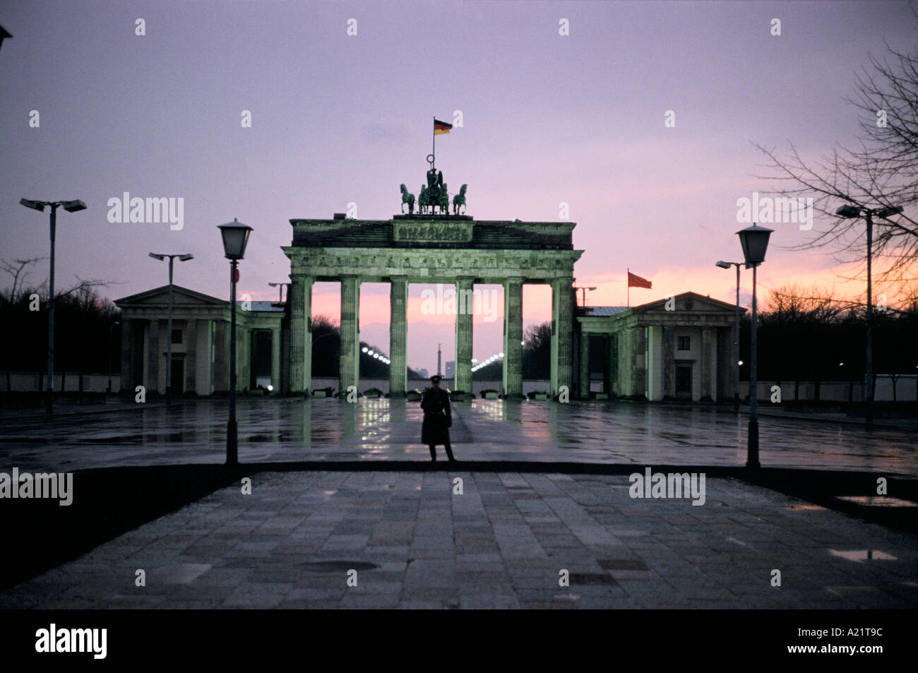 The Brandenburg  Gate, West Berlin, pre- unification March 1989 Stock Photo