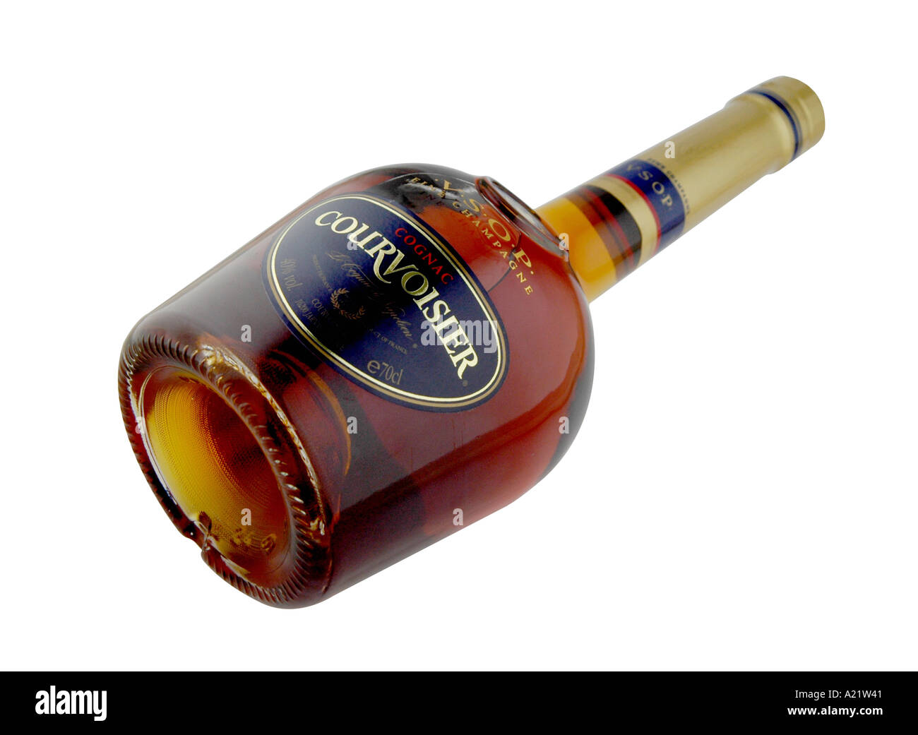 Cognac bottle on white Stock Photo