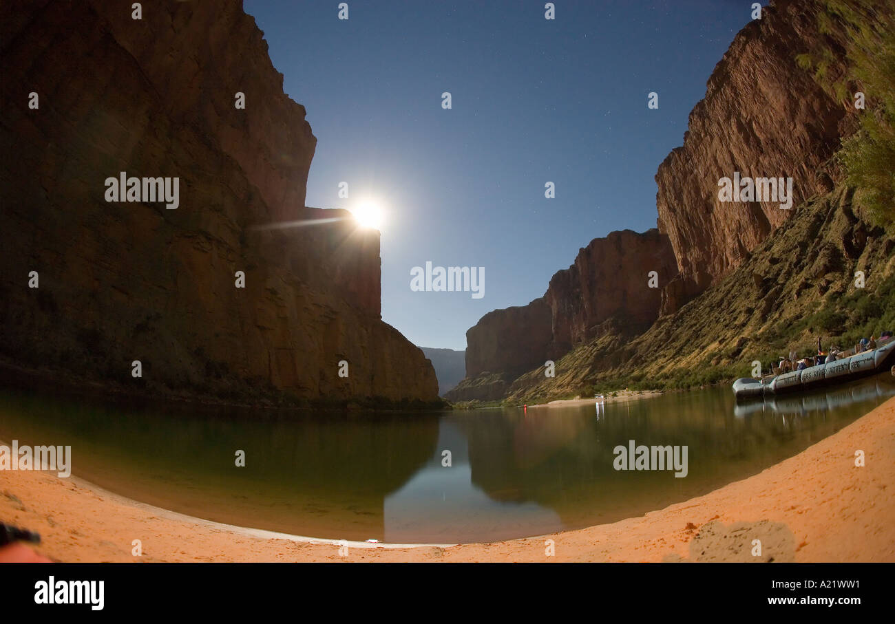 Moonlight Rafting Colorado River Grand Canyon Arizona Stock Photo - Alamy