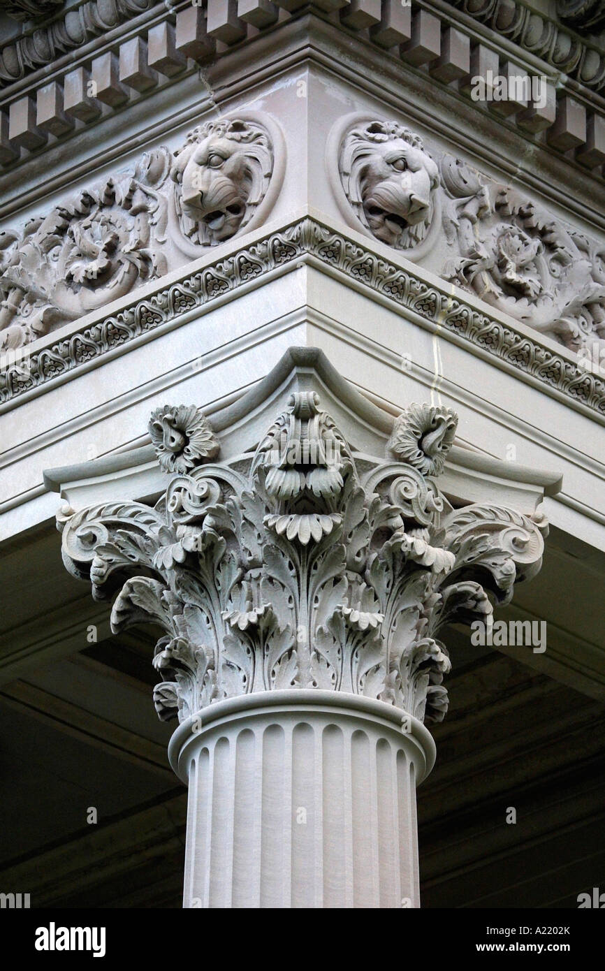 Detail of column capital Vanderbilt Mansion 1898 McKim Mead and White Hyde Park NY USA Brent C Brolin Stock Photo