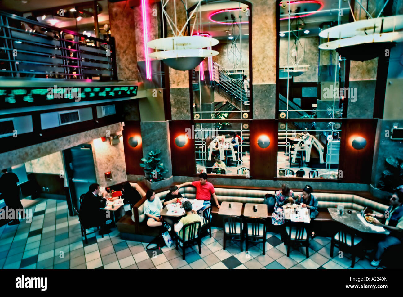 New York NY USA people Sharing Meals Interior "Fast Food Restaurant