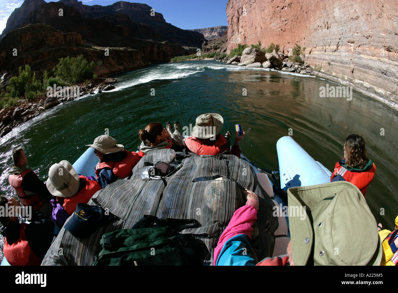 Az Rafting Raft going through rapids Colorado River Grand Canyon Arizona Stock ...