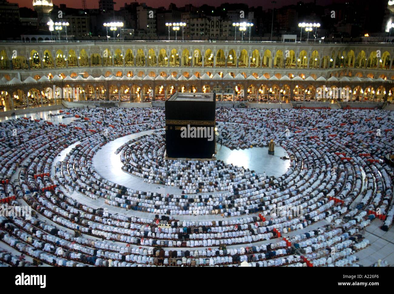 Aerial view over mass prayer Mecca Saudi Arabia Middle East M Amin