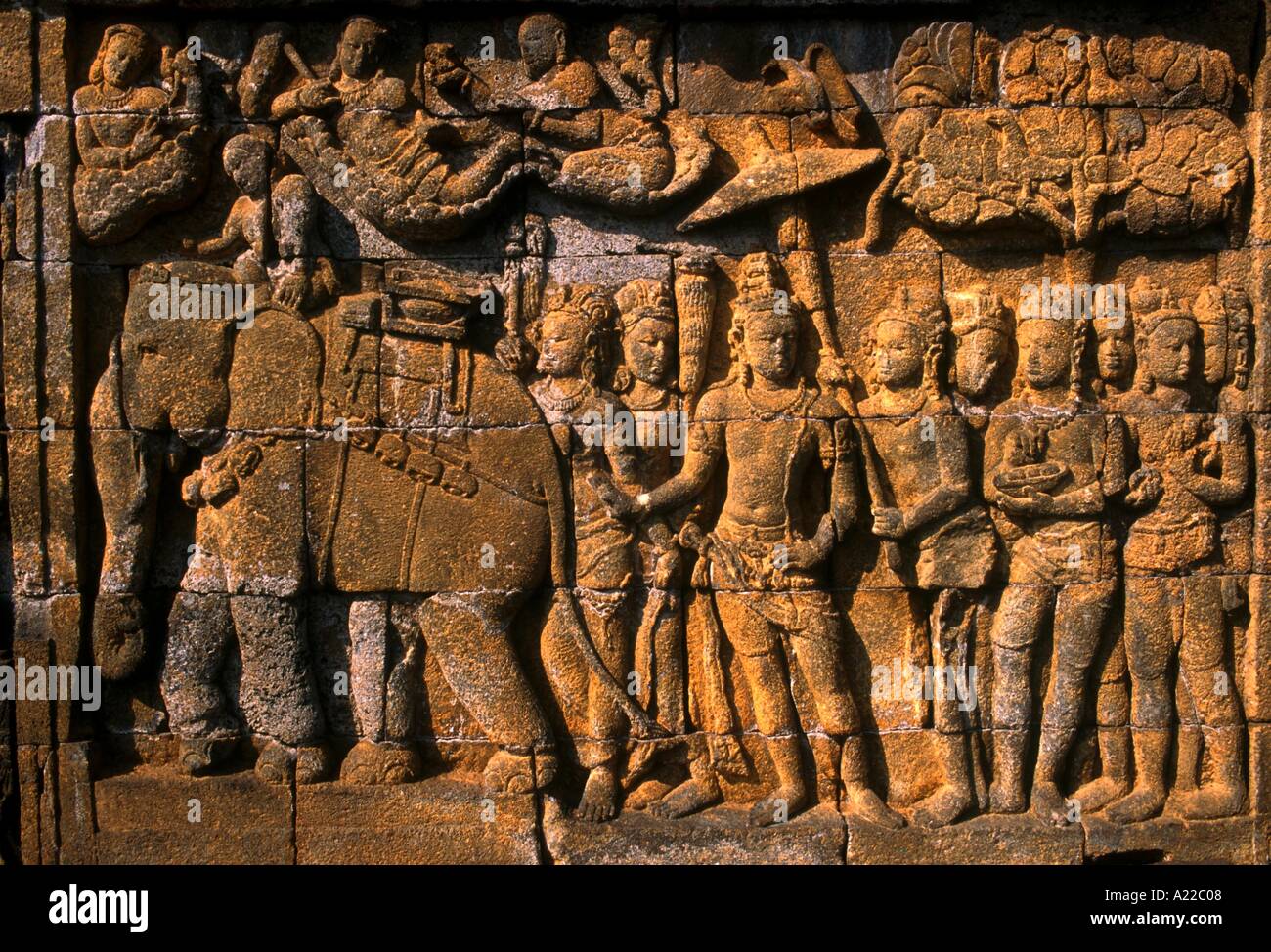 Relief carving Borobudur Java Indonesia Asia RH Productions Stock Photo ...