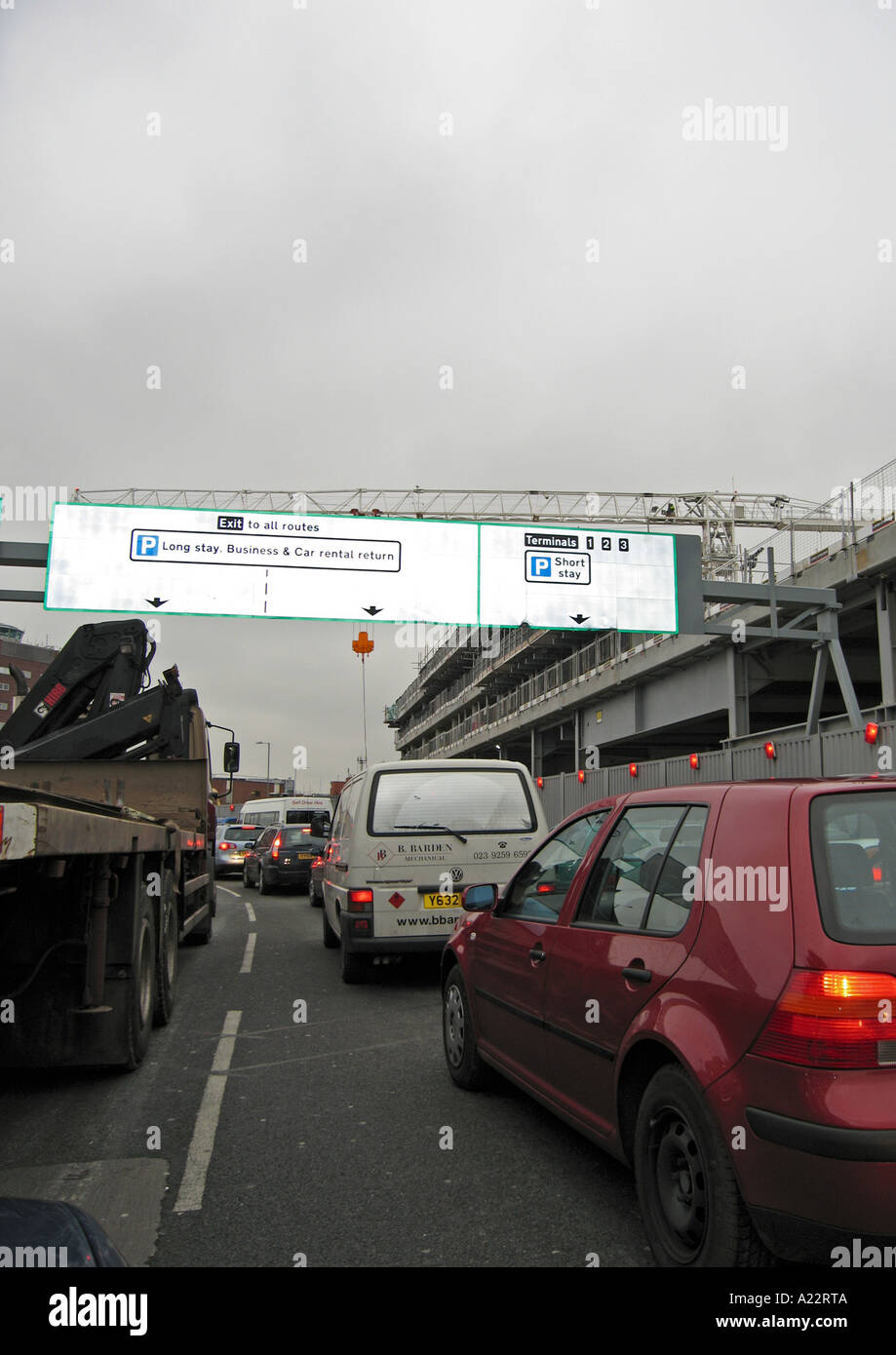Traffic jam at Heathrow Airport Stock Photo
