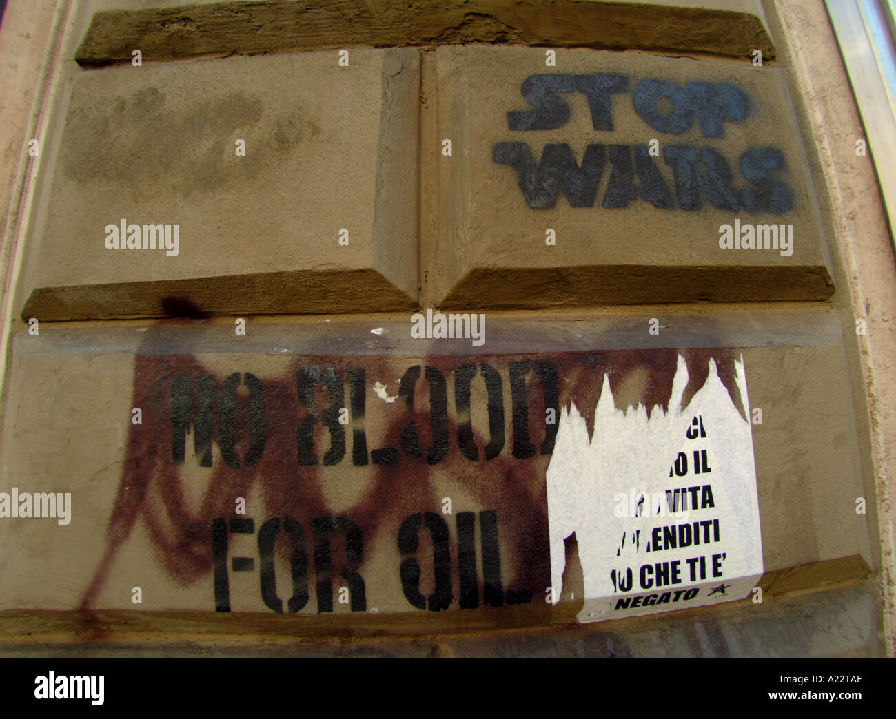 anti war graffiti via cavour rome Stock Photo - Alamy