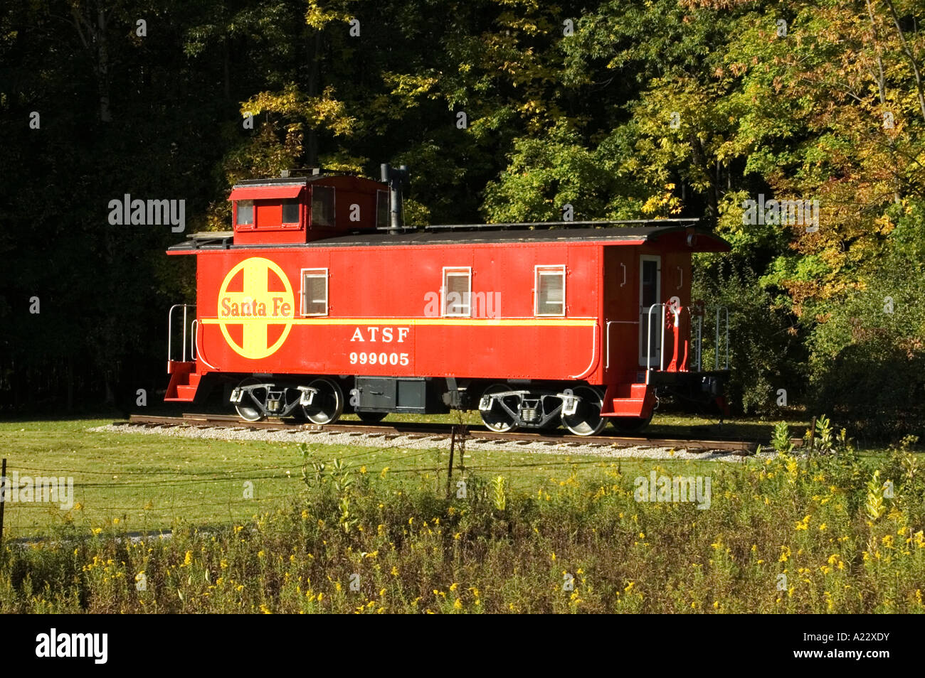 Santa Fe Caboose in Michigan Stock Photo Alamy