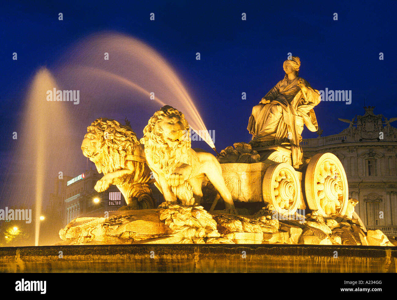 Europe Madrid Cibeles Fountain Greek Goddess Of Fertility Junction Of Paseo Del Prado And Alcala De La Castellana Stock Photo Alamy
