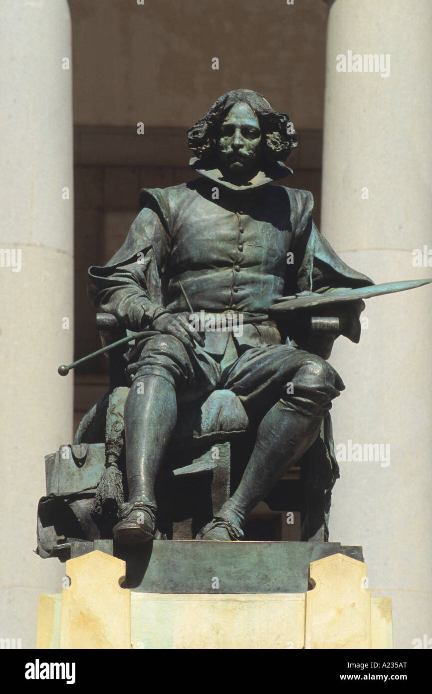 Europe Madrid Spain Statue of Velasquez Placed on the Outside of The Prado Museum Stock Photo