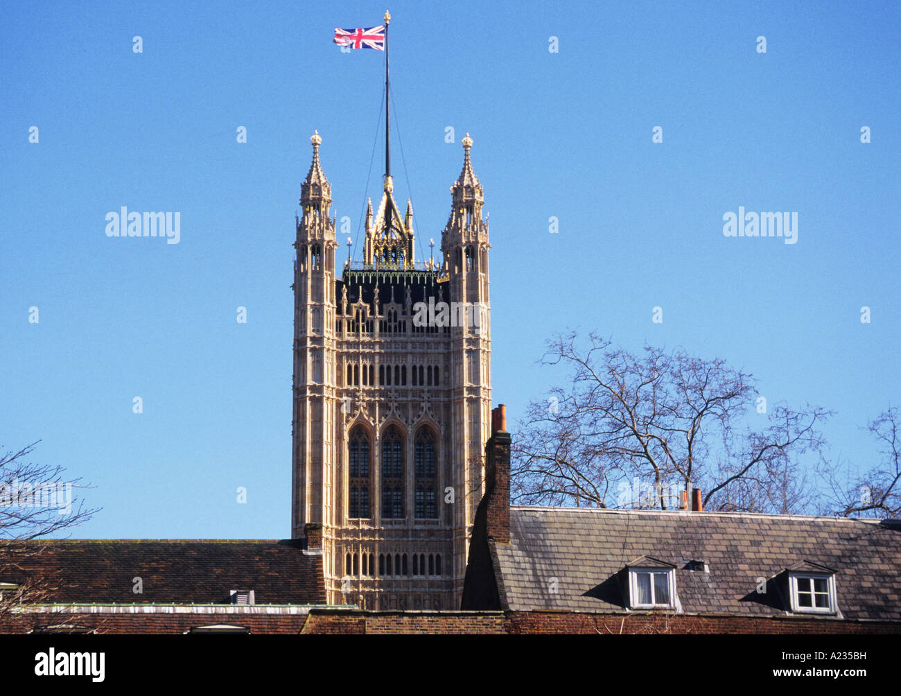 United Kingdom Great Britain London England Victoria's Tower Parliament Square Stock Photo