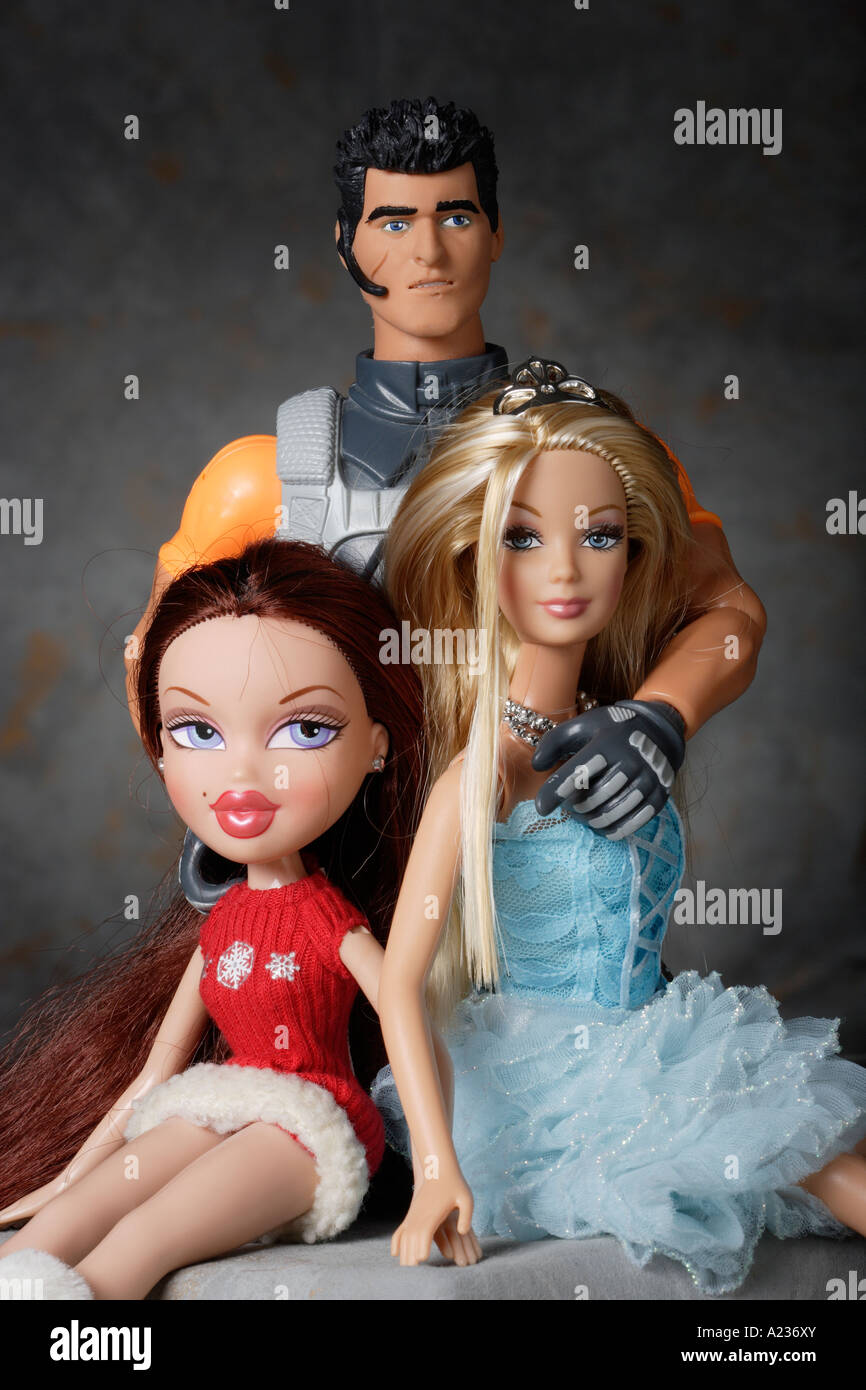 Action man, Barbie and Bratz toys Stock Photo