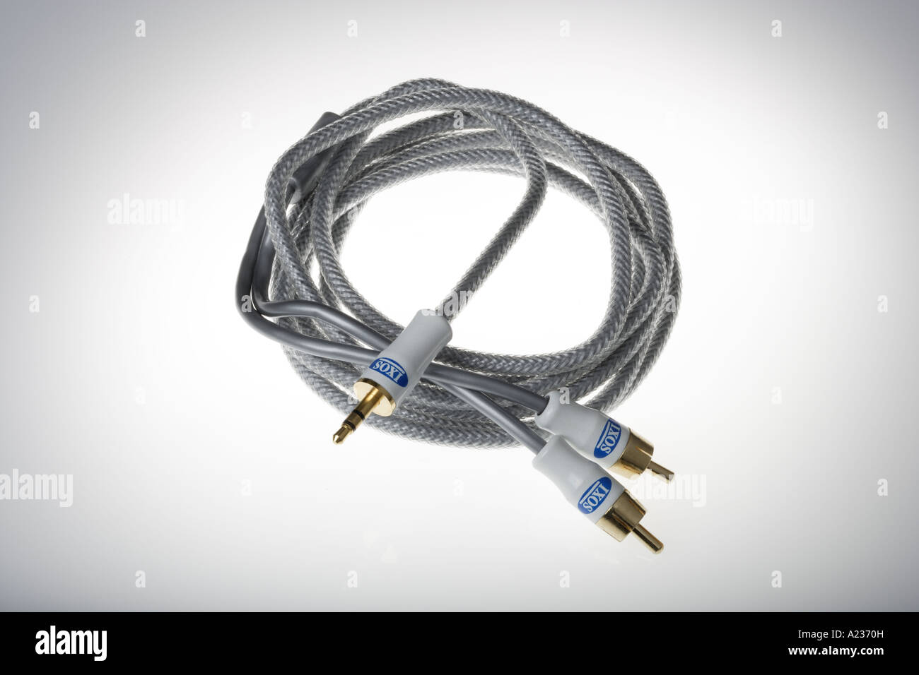 HiFi cable Phono to jack. Mp3 player to Amplifier connection Stock