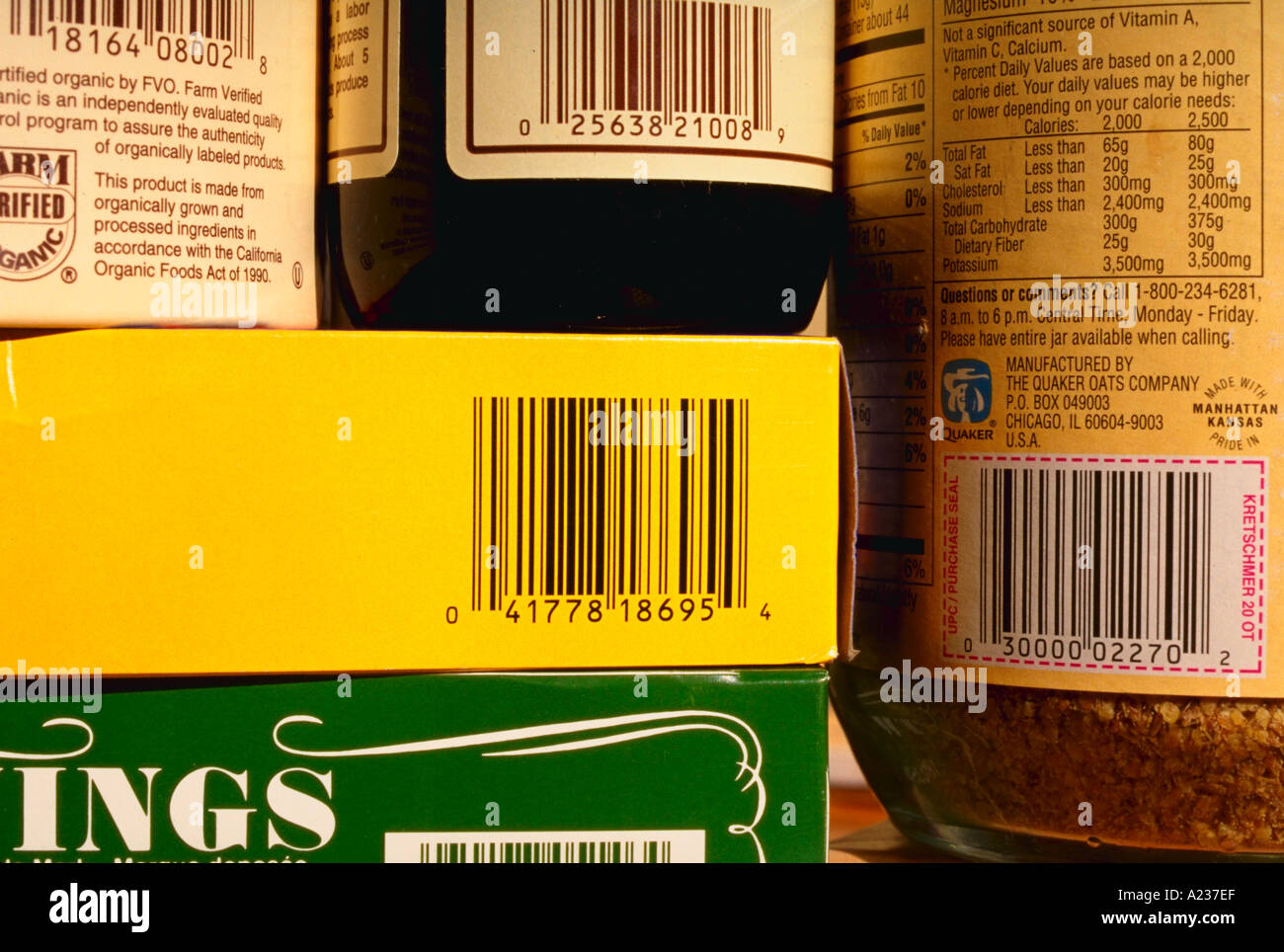 Upc codes on product labels stock photo alamy