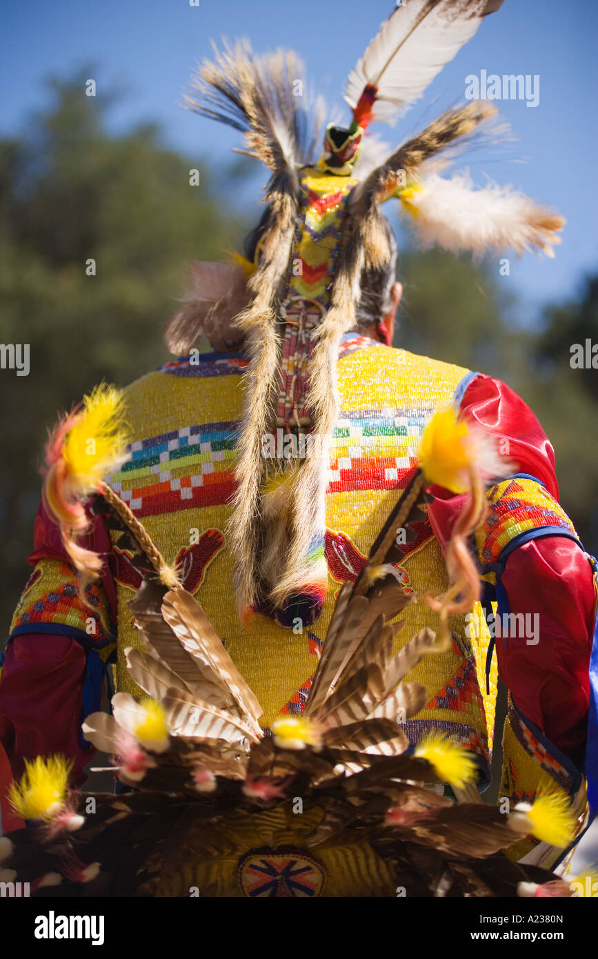 Traditional Male Dancer Chumash Inter Tribal Powwow Santa Ynez Valley near Santa Barbara California Stock Photo