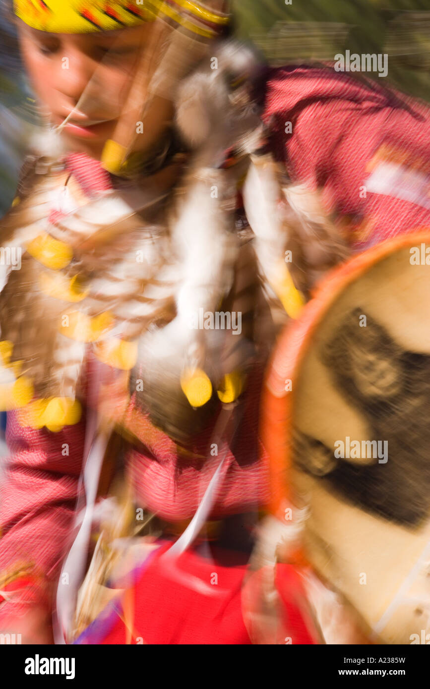 young Traditional Male Dancer Chumash Inter Tribal Powwow Santa Ynez Valley near Santa Barbara California Stock Photo