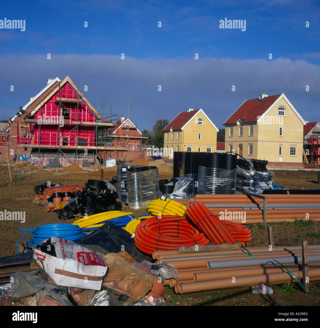 Building site with houses nearing completion, Rendlesham, Suffolk
