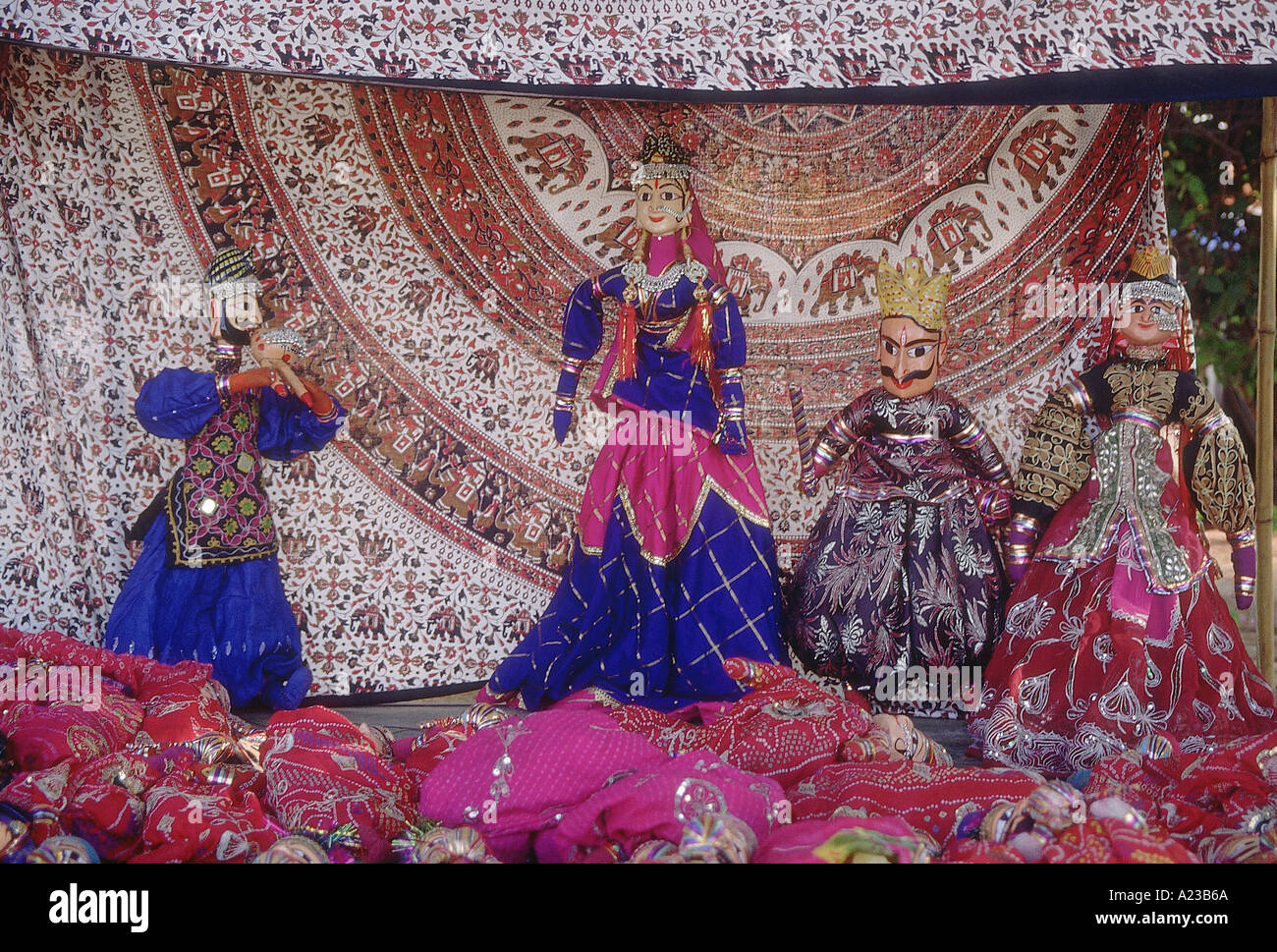 Kathputli or puppet show. Pushkar, Ajmer, Rajasthan, India. Stock Photo