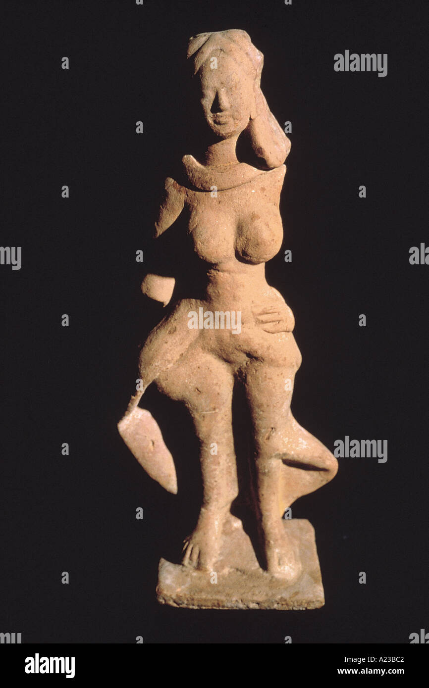 Terracotta dancing female figurine. Mauryan period. Bulandi Bagh in Patna, Bihar India Dated: 200 B.C. Stock Photo