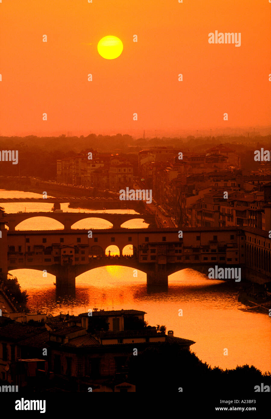 Ponte Vecchio bridge River Arno Florence Italy Stock Photo