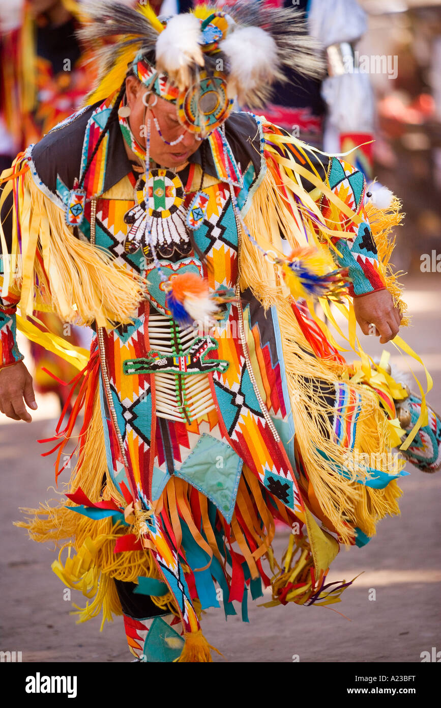 Male Grass Dancer Chumash Inter Tribal Powwow Santa Ynez Valley near Santa Barbara California Stock Photo
