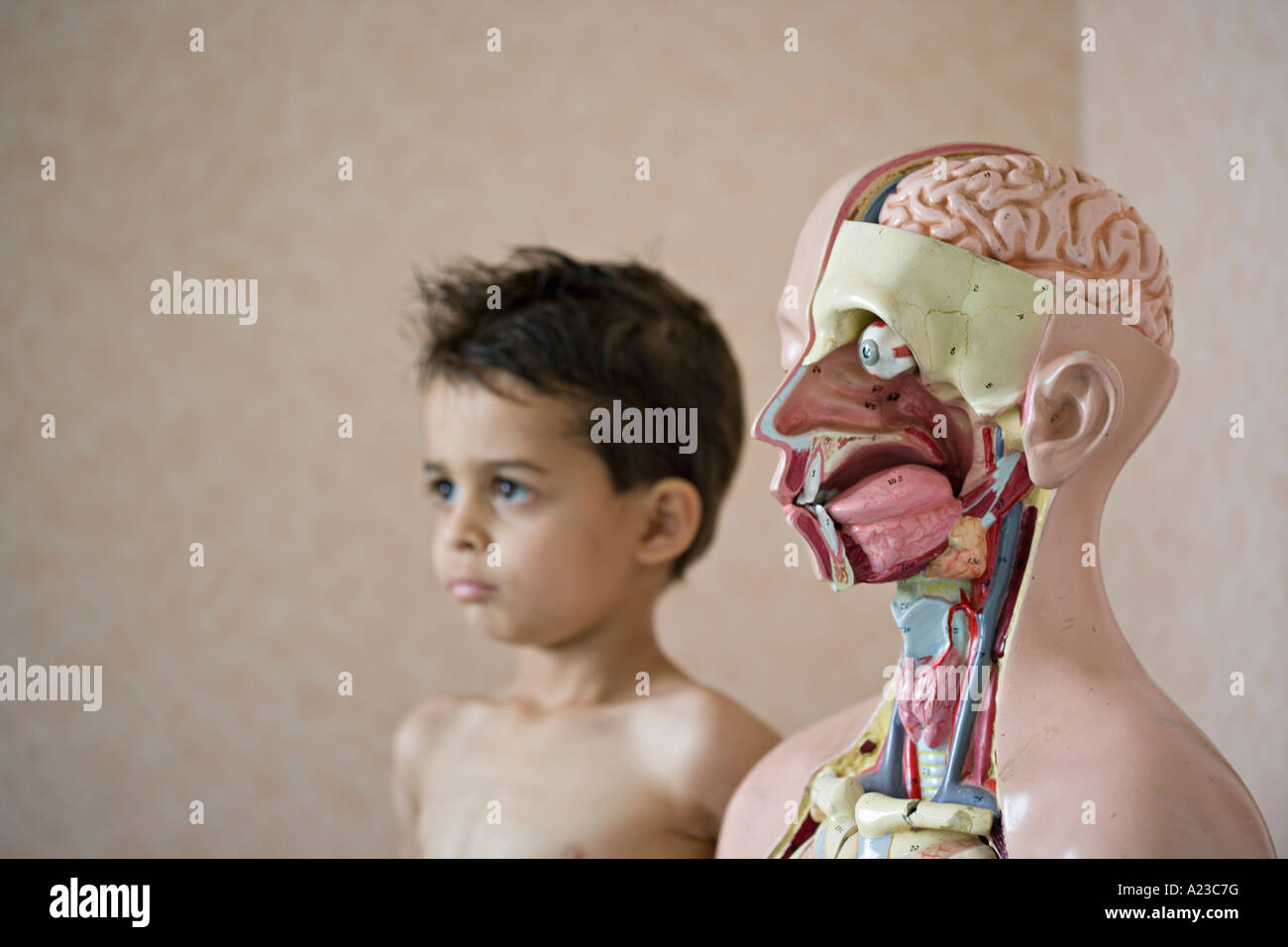 Child with biological torso Stock Photo