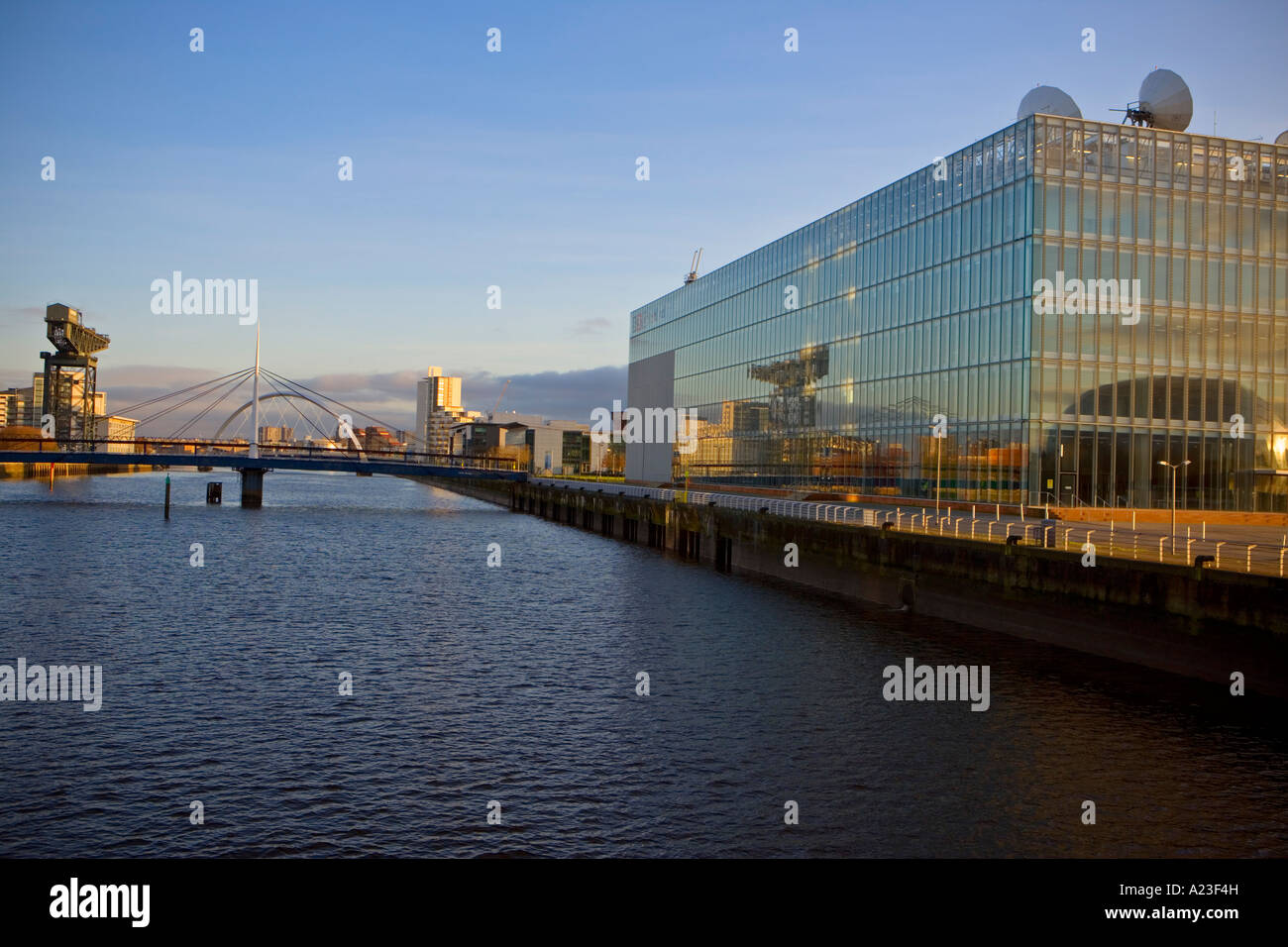 PACIFIC QUAY GLASGOW AND NEW BBC BUILDING Stock Photo Alamy