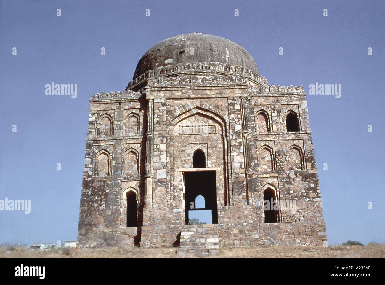 View of a tomb from the south. Dadi Gumbad. Dated: Lodi period. Delhi, India. Stock Photo