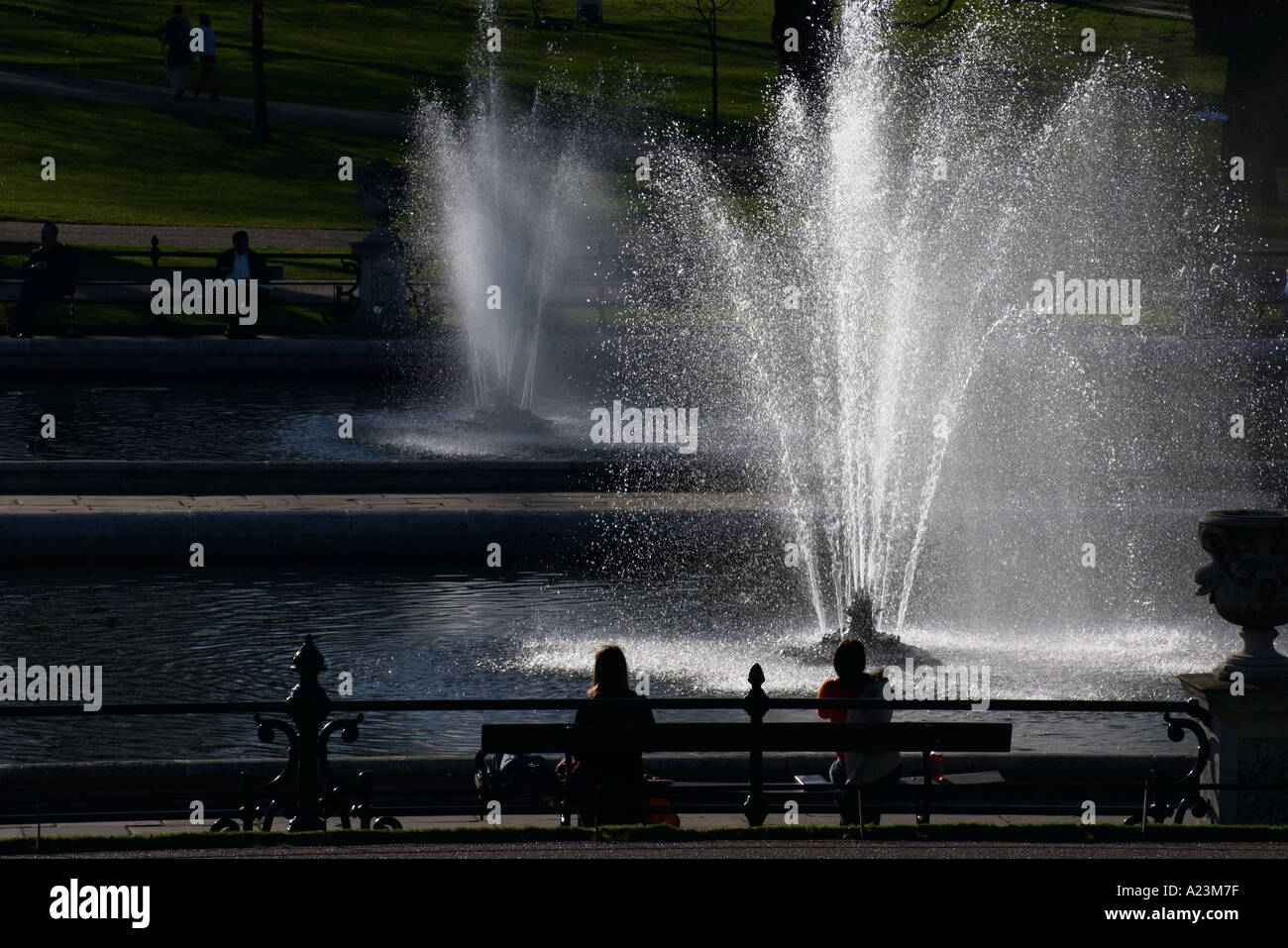 Marlborough Gate Fountains in Hyde Park London England Stock Photo Alamy