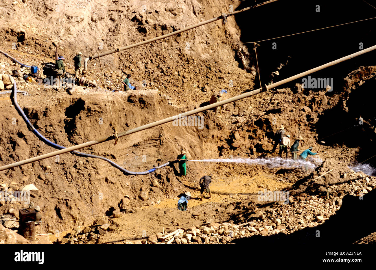 Opencast Ruby mining at Mogok in Myanmar Burma which is the home of the