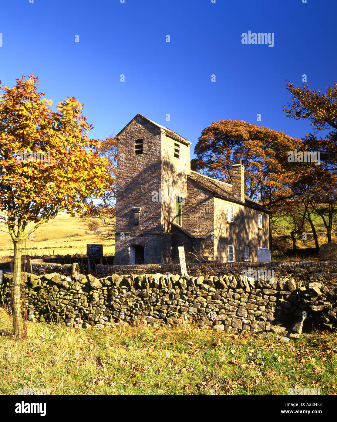 Isolated Jenkin Chapel in Autumn Saltersford Cheshire Peak District National Park England UK Stock Photo