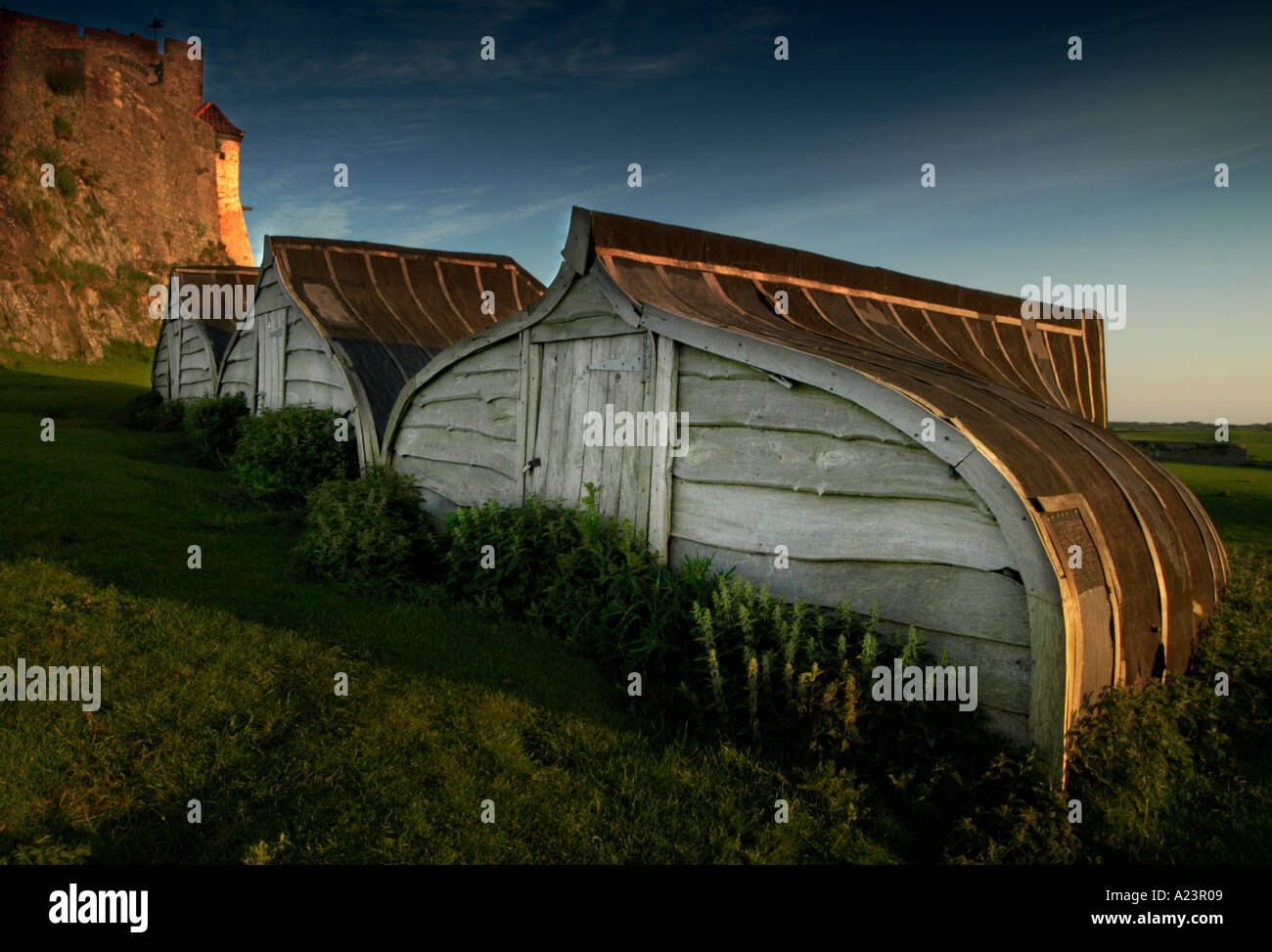 Disused Herring Boats converted to Sheds next to Lindisfarne Castle