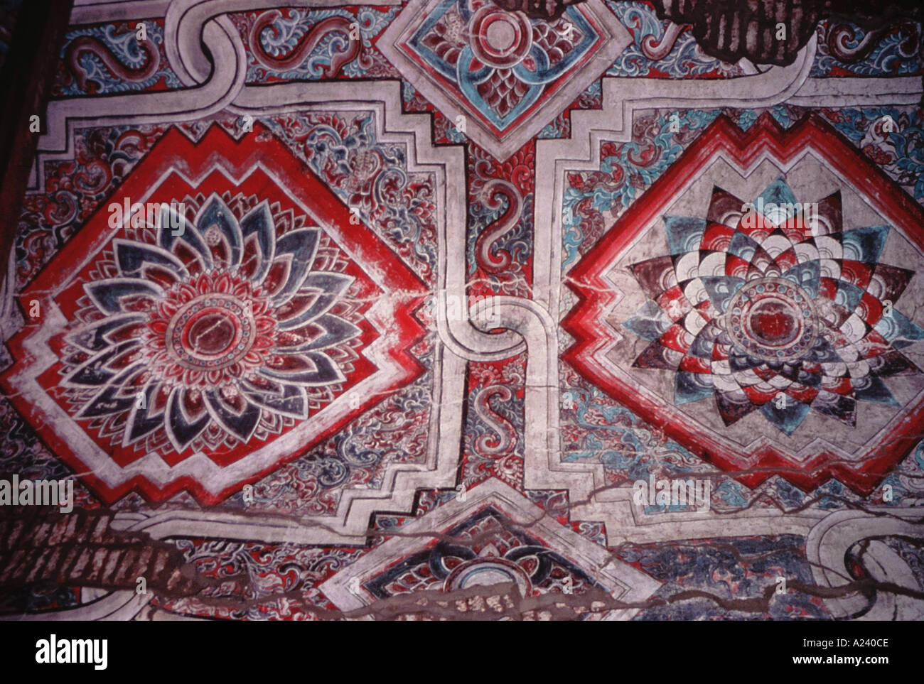 Upali Detail of ceiling painting. Upali Thein interior. Dated: 1700 A.D ...