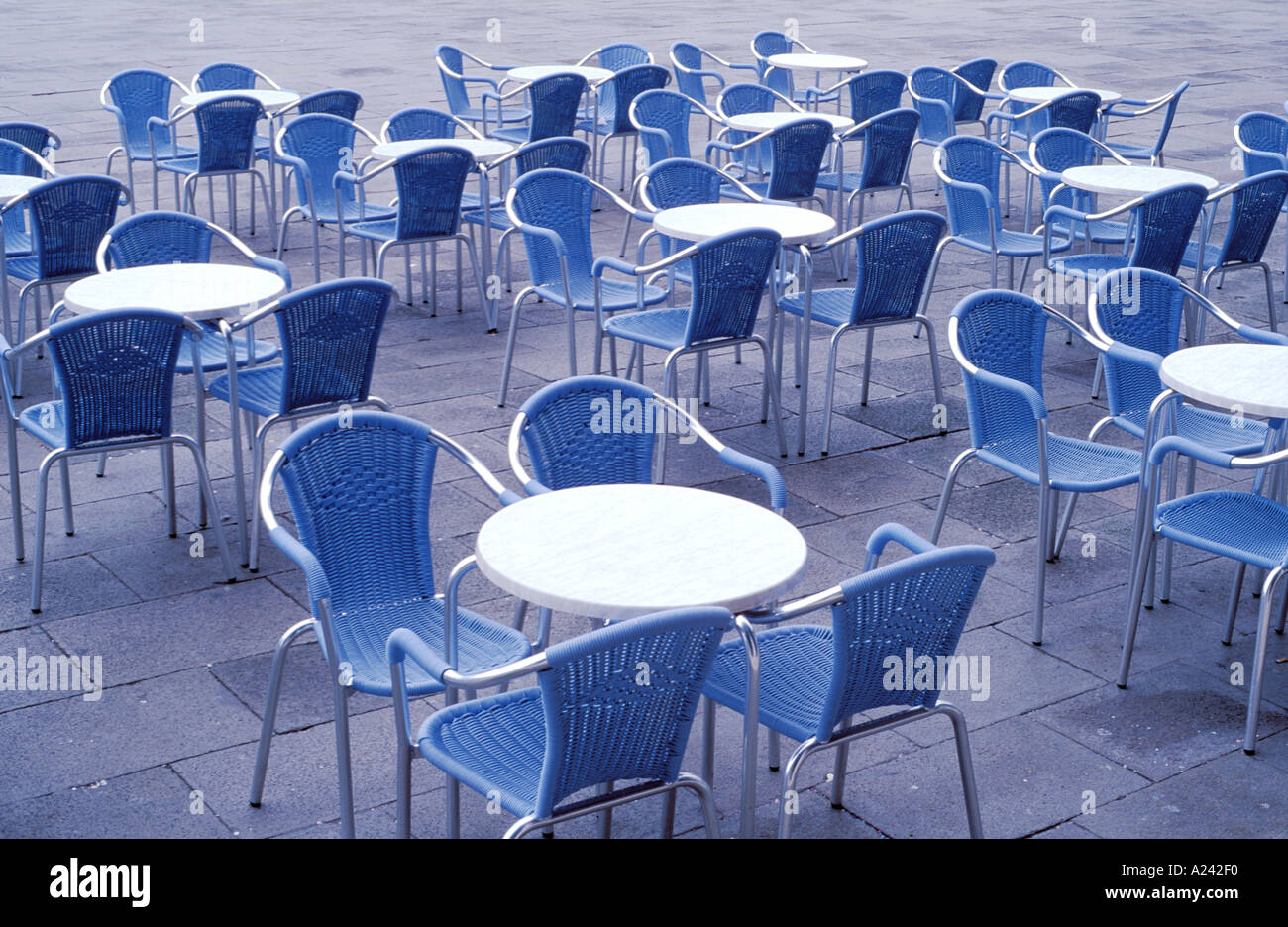 Italy Venice Piazza San Marco Cafe Tables And Chairs Set Out With No Stock Photo Alamy