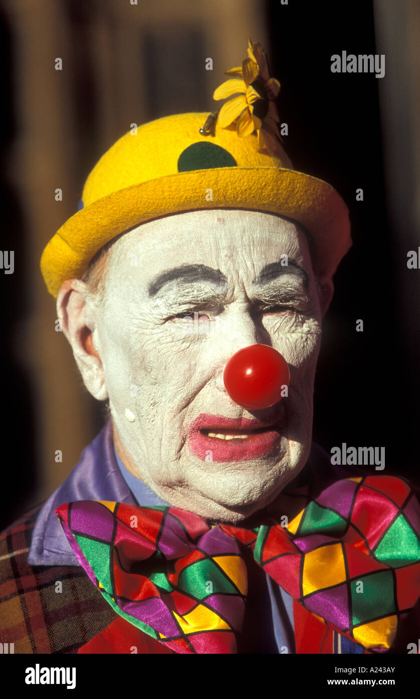 A portrait of a Clown at the New Year s Day parade London United Kingdom Stock Photo