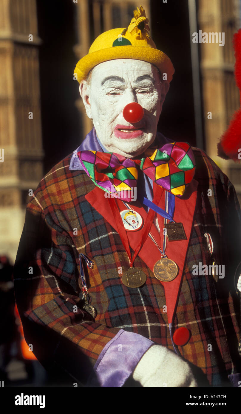 A portrait of a Clown at the New Year s Day parade London United Kingdom Stock Photo