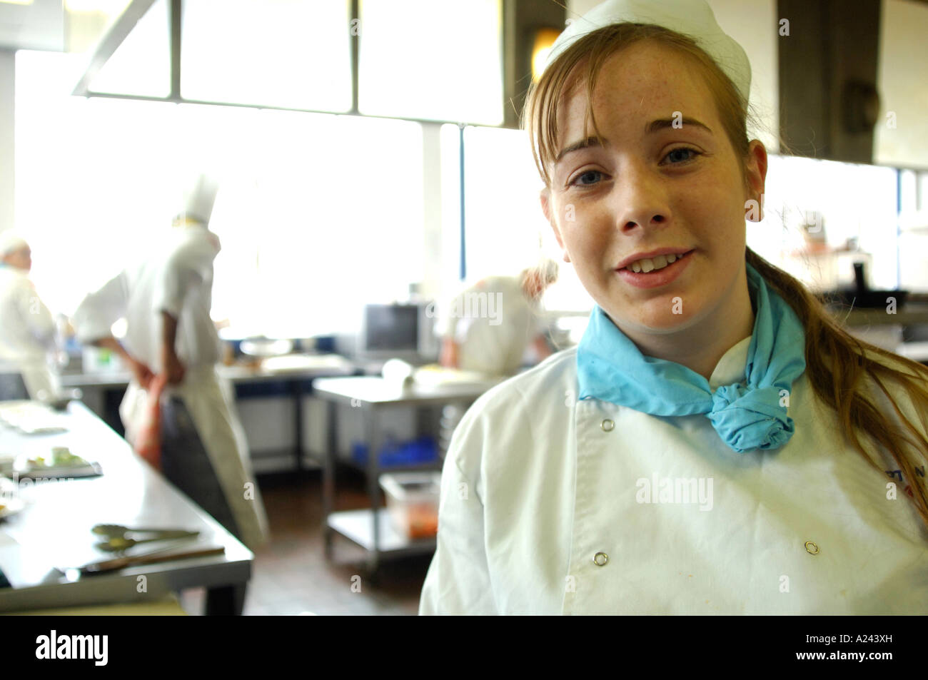 British young female student chef UK portrait Stock Photo