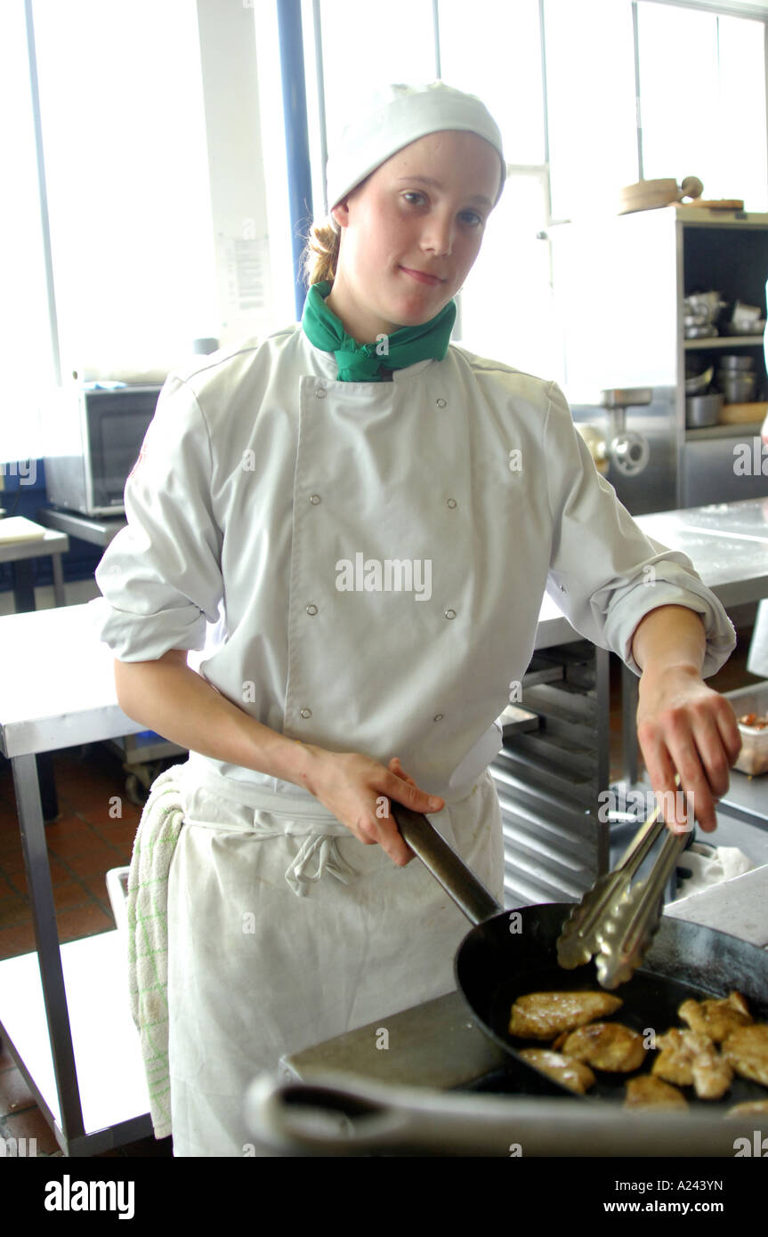 British young female student chef UK portrait Stock Photo