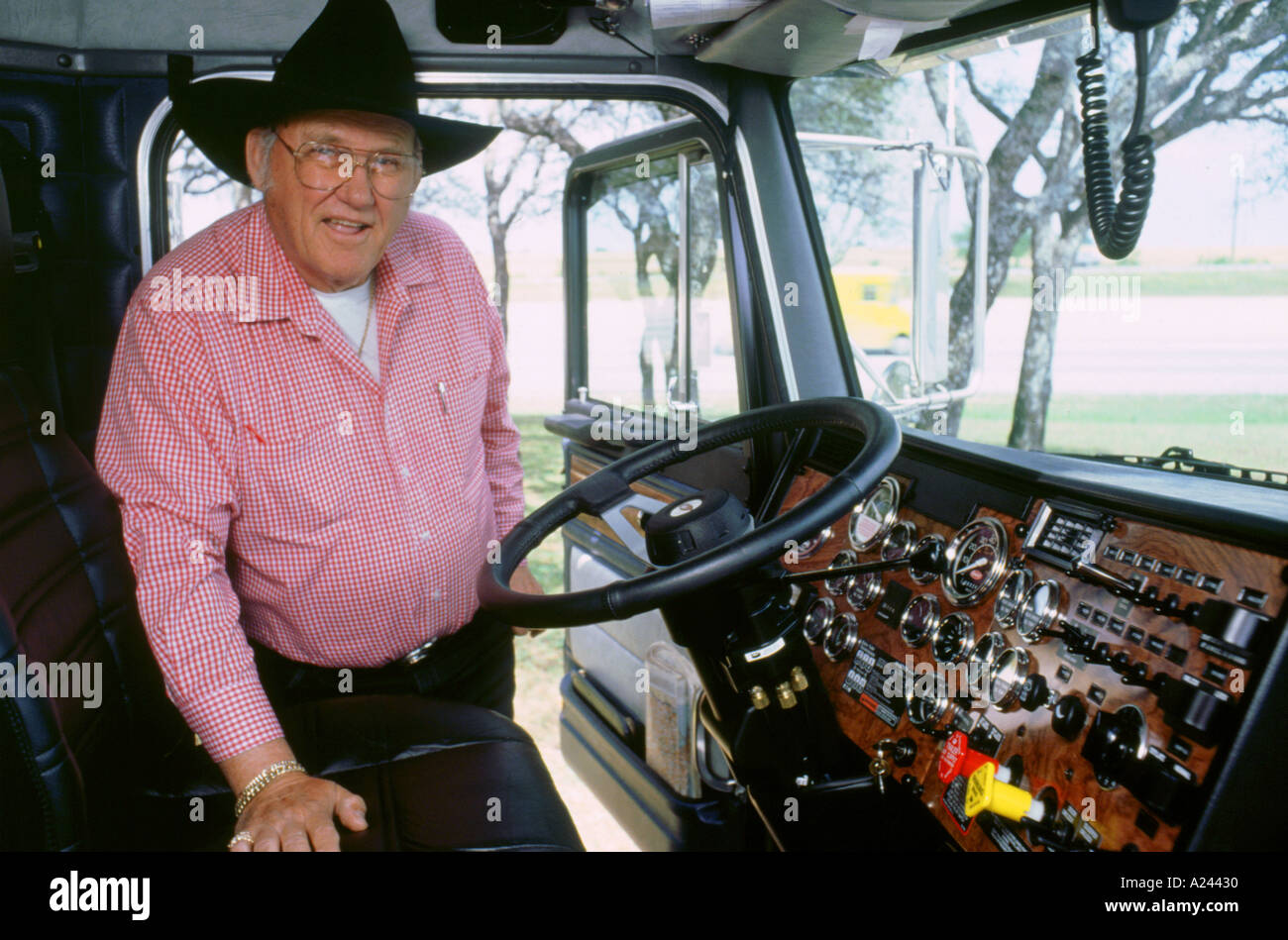 Texan Trucker in his cab 1994 Stock Photo