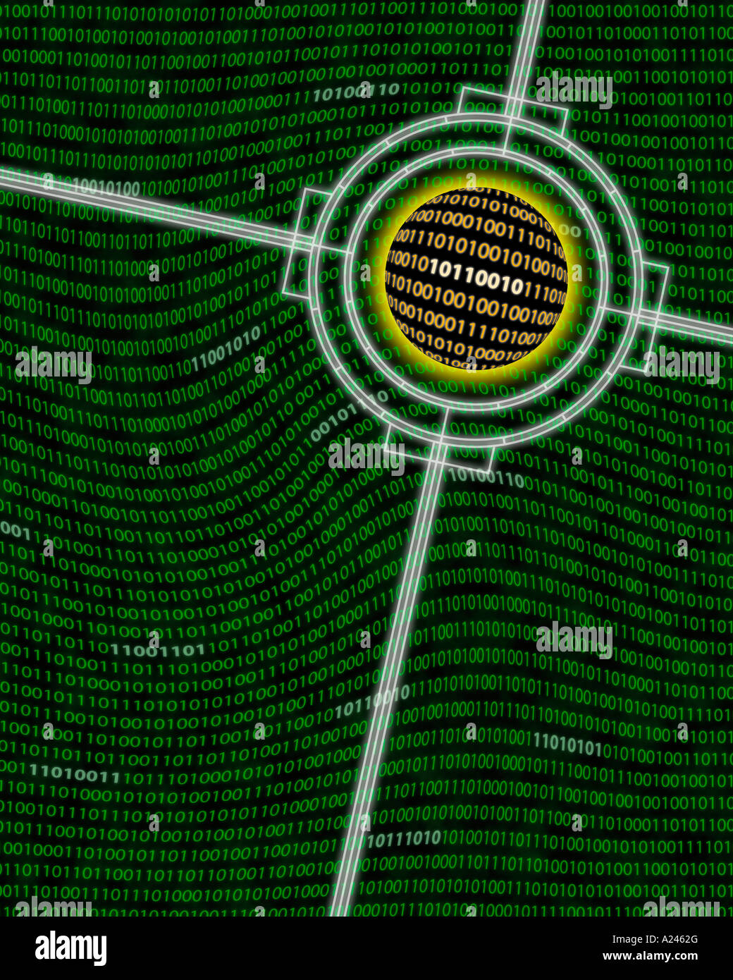 Field of binary code being searched or targeted data mining Stock Photo