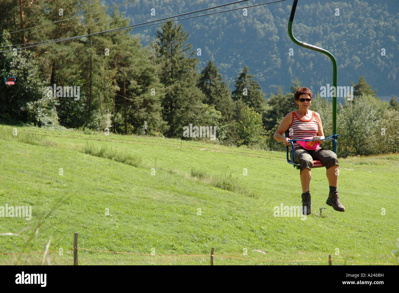 A woman on a chair lift hi-res stock photography and images - Alamy