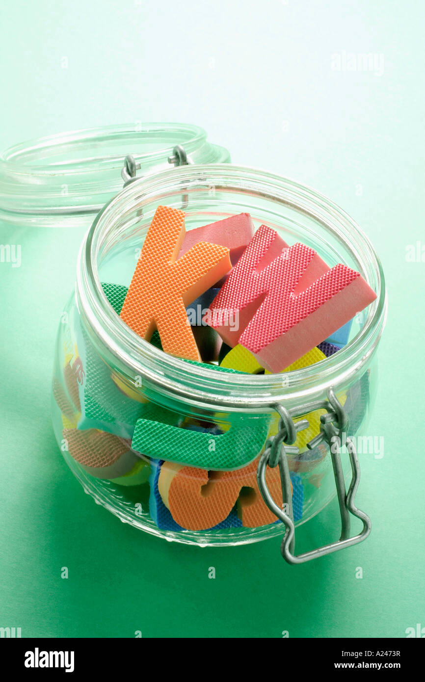 Plastic alphabets jar hi-res stock photography and images - Alamy