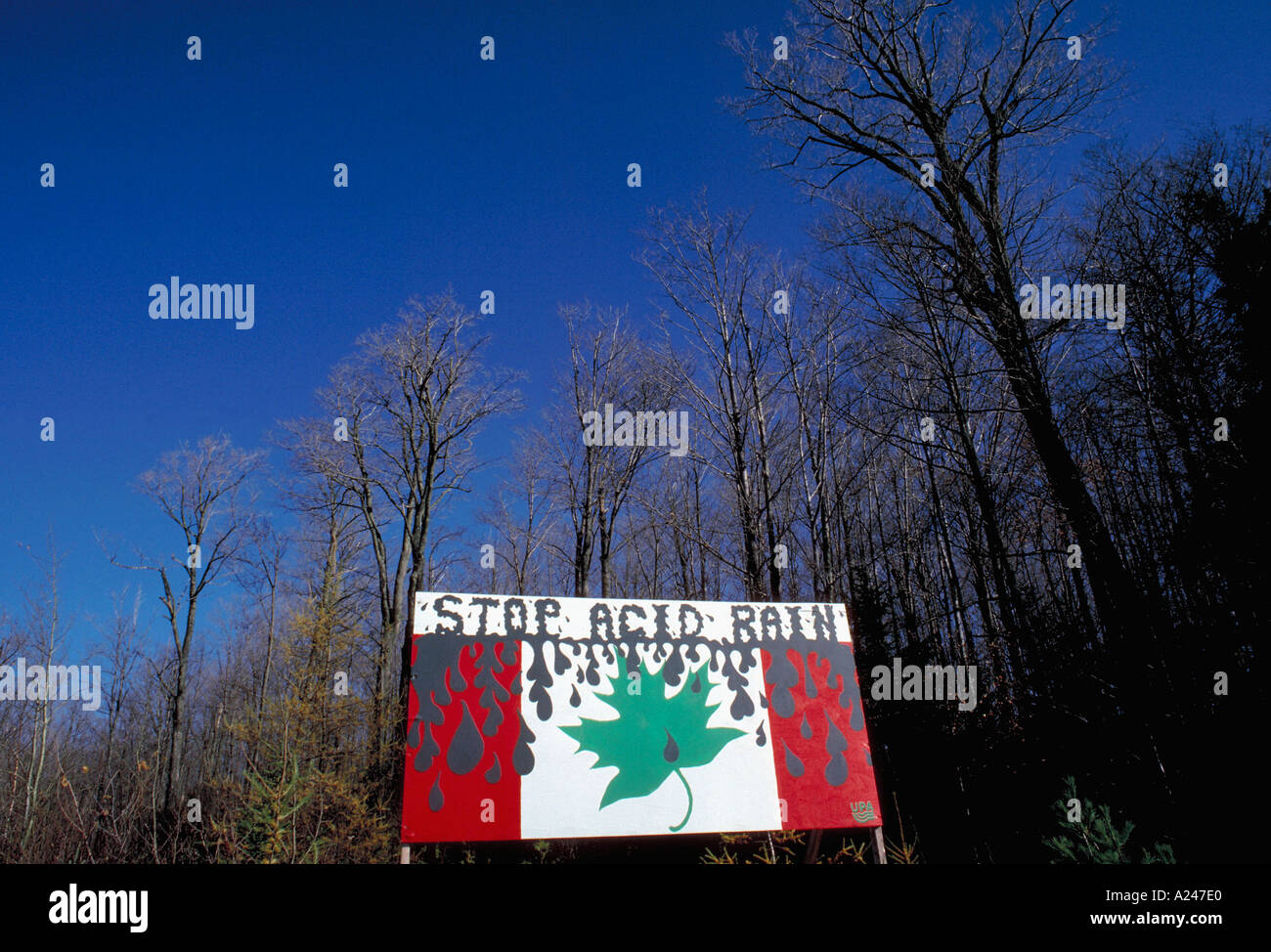 Acid rain protest sign Stock Photo - Alamy
