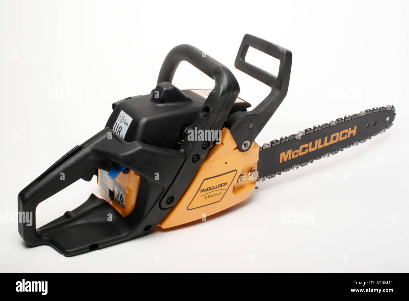 Petrol Gasoline powered chainsaw Stock Photo