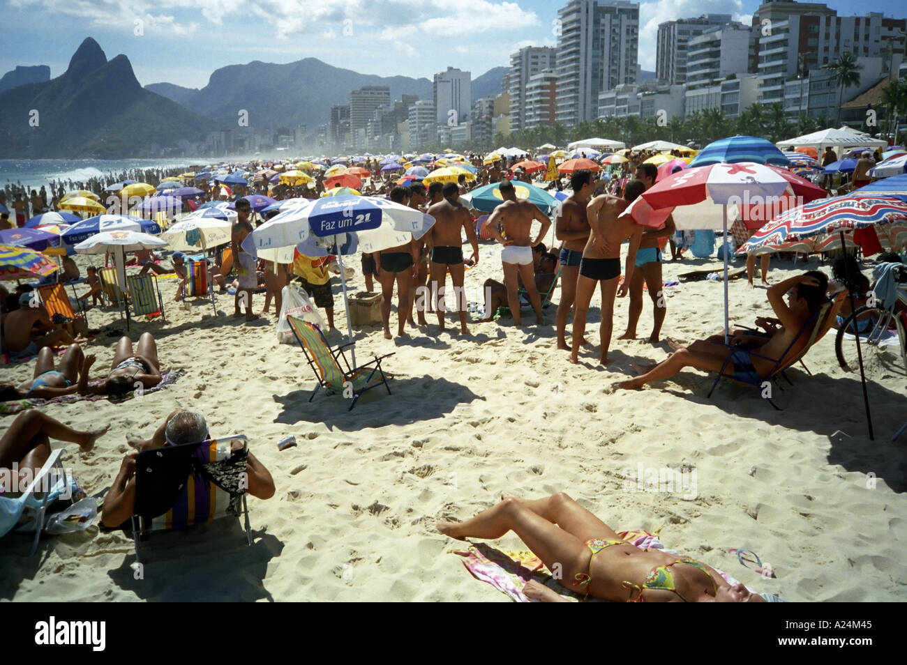 Busy View Of Ipanema Beach Rio De Janeiro Brazil Stock Photo Alamy