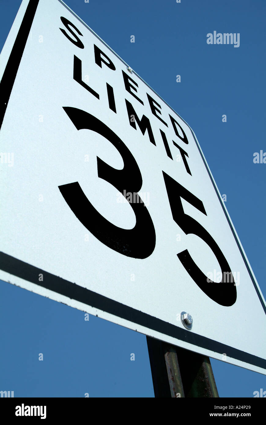 35 miles per hour MPH speed limit sign Stock Photo