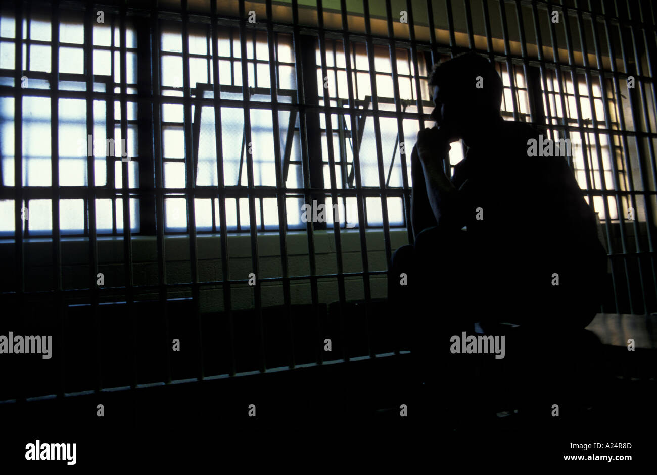 Male in Jail Stock Photo