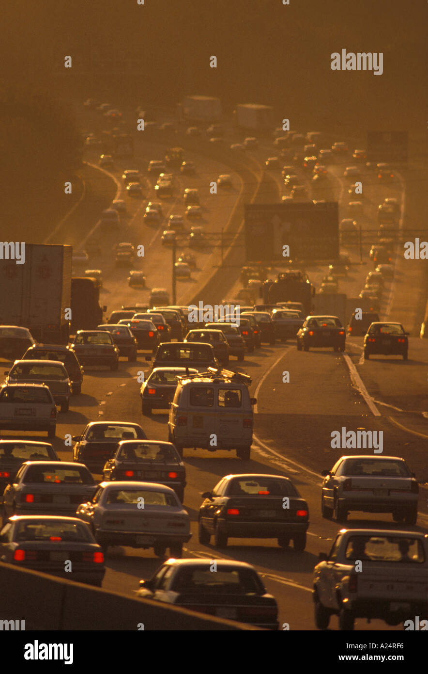 Rush hour traffic Atlanta Georgia causes air pollution Stock Photo