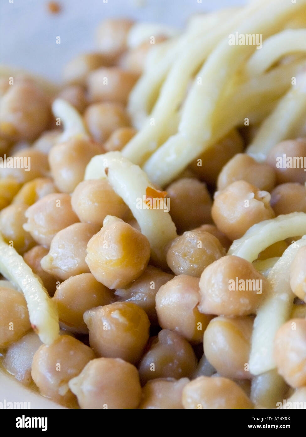 pasta with ceci, typical traditional food in Naples, Italy white